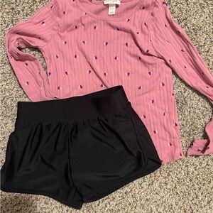 Cat and jack Pink Long Sleeve Top and cat and jack Black Shorts lot. Girls sz 8